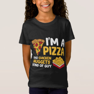 Camiseta Eu sou uma Pizza e Nuggets tipo Cara.