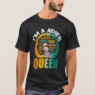 Camiseta Eu sou uma rainha de Áries Vintage Melanina Mulher