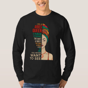 Camiseta Eu sou uma rainha de Áries Vintage Melanina Mulher