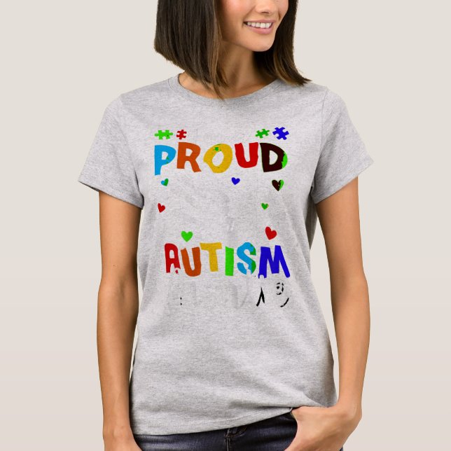 Camiseta Eu sou uma tia-camisa do Autismo Orgulhosa. Engraç (Frente)