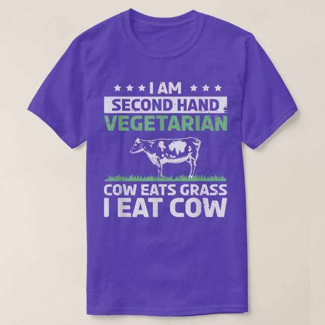 Camiseta Eu Sou Uma Vaca Vegetariana Secundária Comendo Gra (Frente do Design)