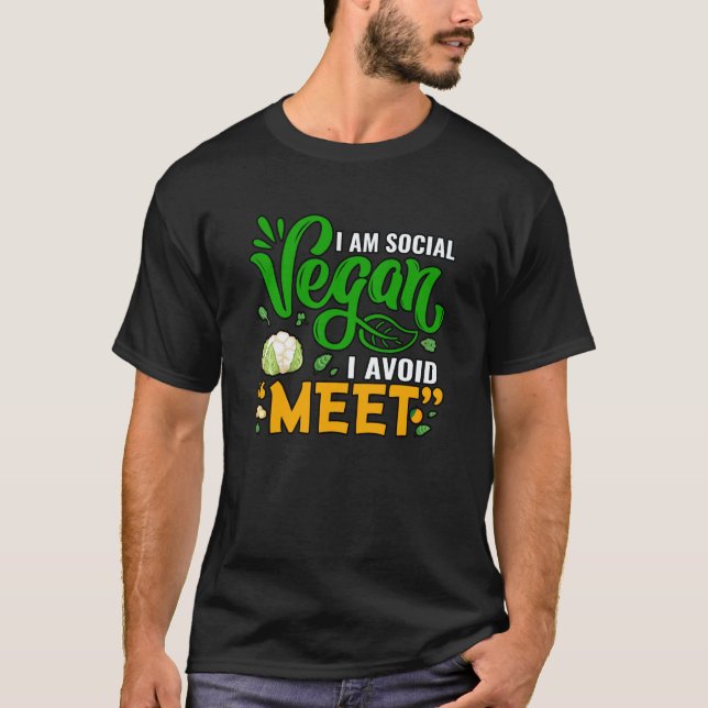 Camiseta Eu sou vegano social Eu evito Carne (Frente)