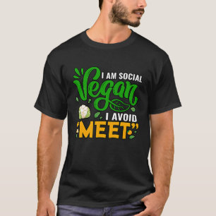 Camiseta Eu sou vegetariano social Eu evito o Meet
