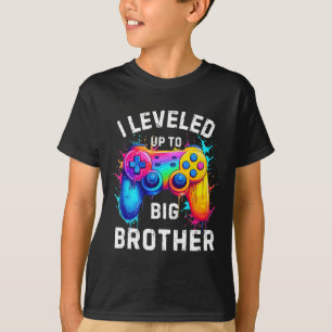 Camiseta Eu Subi de Nível para Irmão Mais Velho Arte Splash