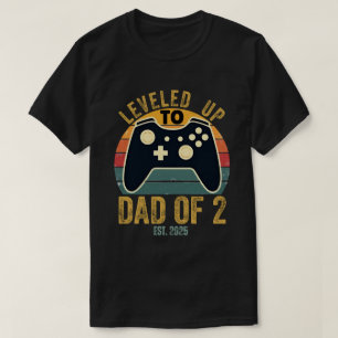 Camiseta Eu Subi de Nível Para Pai de 2 2025 Novo Papai Gam