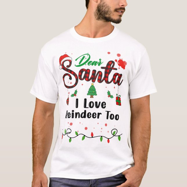 Camiseta Eu também amo renas Natal combinando Querido Papai (Frente)