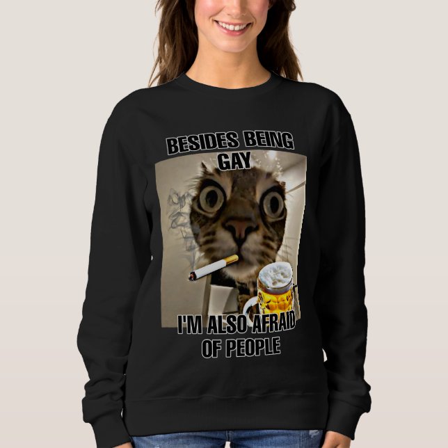 Camiseta Eu também tenho medo de mulheres com meme de gatos (Frente)