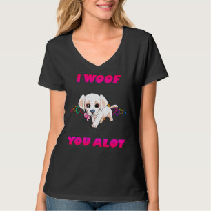 Camiseta Eu Te Adoro Muito Texto Rosa Creme Labrador Recupe