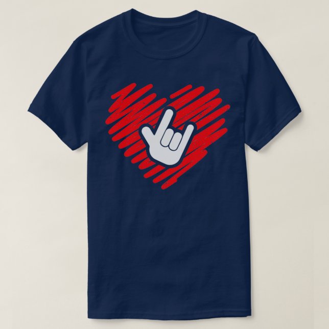 Camiseta Eu te amo a assinar linguagem, surdo e presente de (Frente do Design)