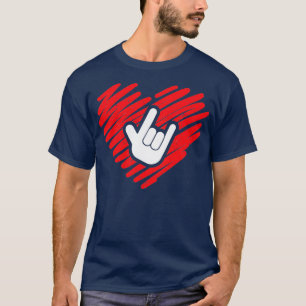 Camiseta Eu te amo a assinar linguagem, surdo e presente de