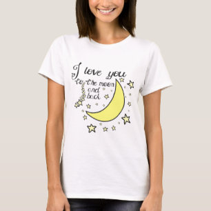 Camiseta Eu te amo à lua e à parte traseira