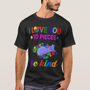 Camiseta Eu Te Amo A Pedaços De Mãos Hippo Para Autismo Awa