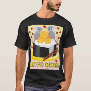 CAMISETA EU TE AMO, CASAL DE PEDAÇOS DE PEDAÇO, SUSHI MAKI