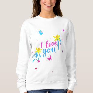 Camiseta Eu te amo com flores e borboletas