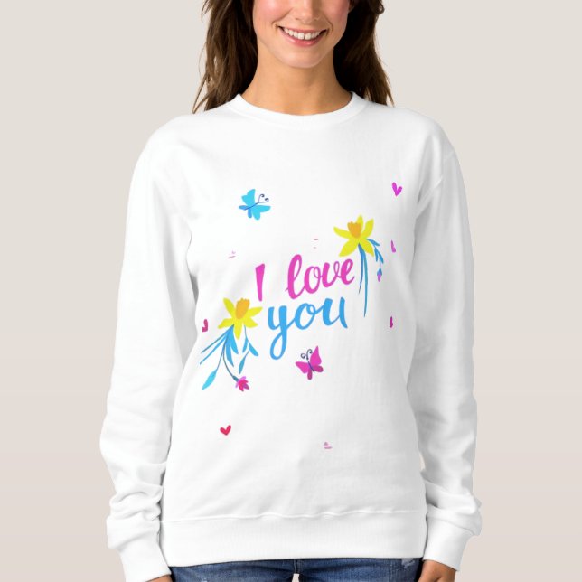 Camiseta Eu te amo com flores e borboletas (Frente)
