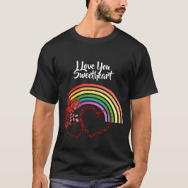 Camiseta Eu Te Amo Dia de os namorados Rosa Rainbow