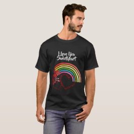 Camiseta Eu Te Amo Dia de os namorados Rosa Rainbow