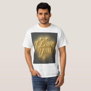 Camiseta Eu Te Amo Dourada Presente Romântico para