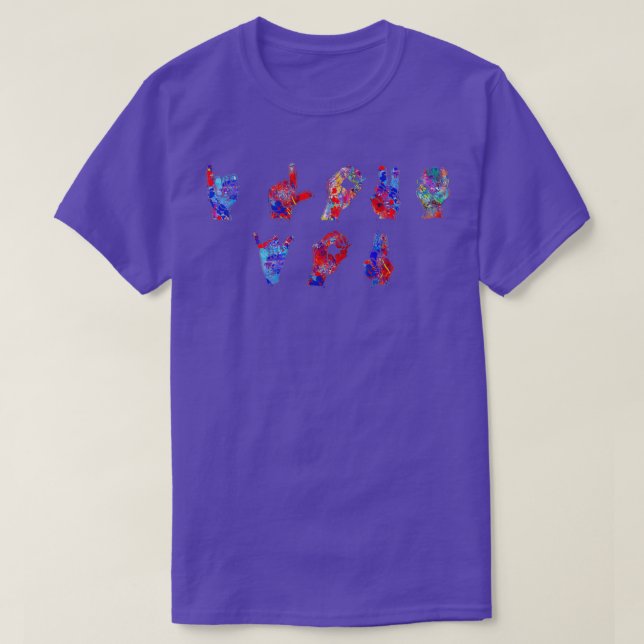 Camiseta Eu te amo linguagem de sinais ASL (Frente do Design)