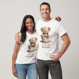 Camiseta Eu Te Amo Muito em Cartão Postal de Xícara