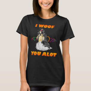 Camiseta Eu Te Amo Muito Texto Laranja Branco Negro Shih Tz