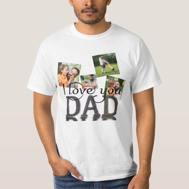 Camiseta Eu te amo Pai, colagem de fotos (Frente)