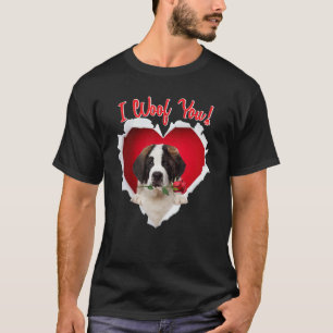 Camiseta Eu Te Amo Santo Bernard Dog Dia de os namorados Co