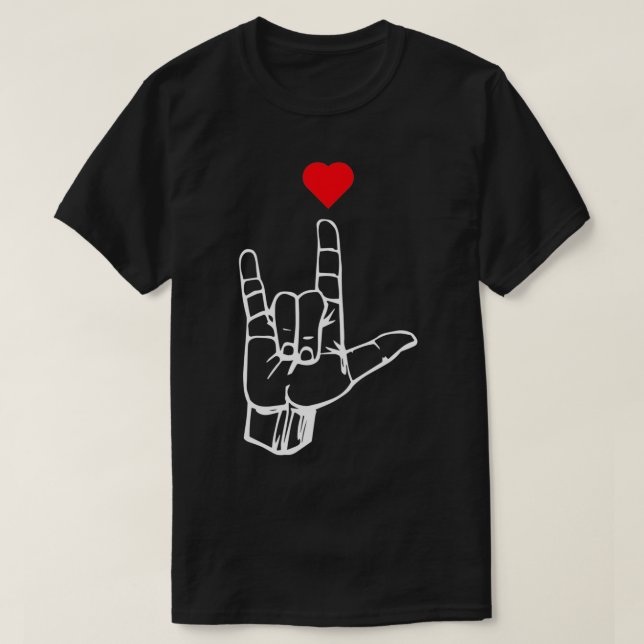 Camiseta Eu te amo Sinal de Mão Presente para Homens Mulher (Frente do Design)