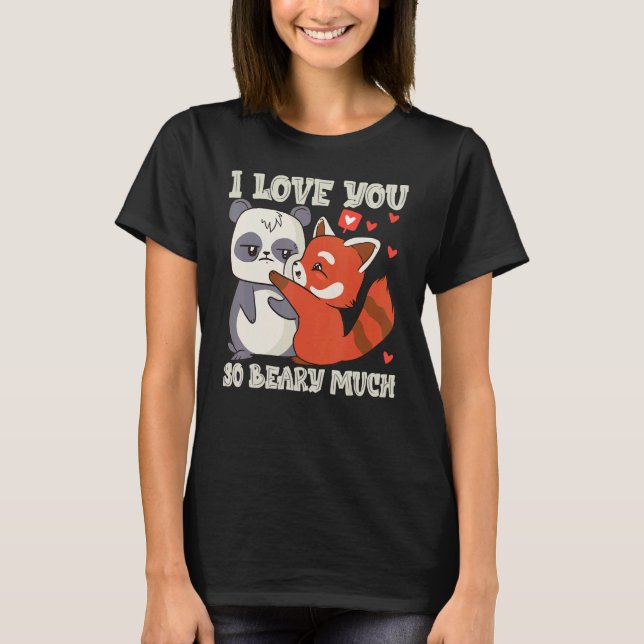 Camiseta Eu Te Amo Tão Bastante Vermelho Panda Casal 1 (Frente)