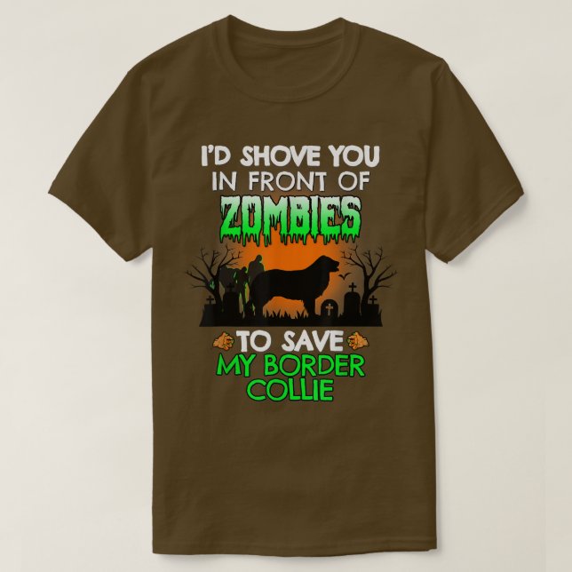 Camiseta Eu te colocaria na frente dos zombies para salvar  (Frente do Design)
