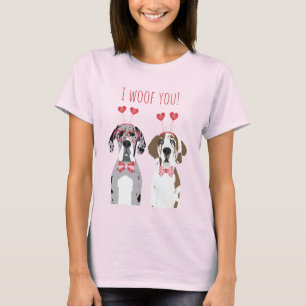 Camiseta Eu Te Dava Um Grande Dane Cães Rosa Vermelho