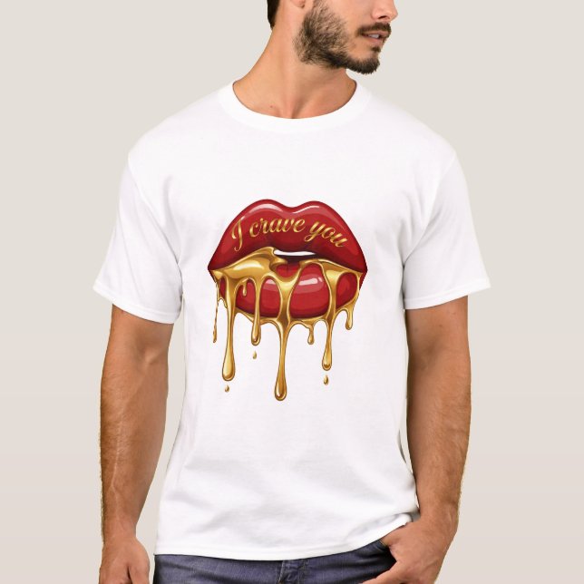 Camiseta Eu Te Desejo - Lábios com Gotejamento Dou (Frente)