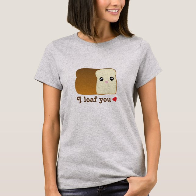 Camiseta Eu te importo pão kawaii engraçado desenho animado (Frente)