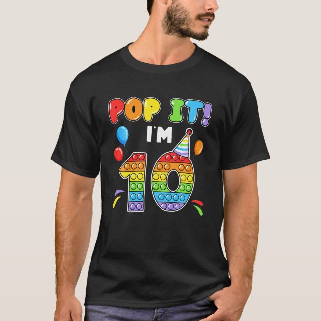 Camiseta Eu tenho 10 anos de Pop, 10 crianças de balões de  (Frente)