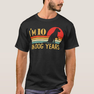 Camiseta Eu tenho 10 anos em Cachorro anos 70 aniversário V
