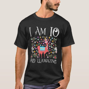 Camiseta Eu tenho 10 anos Llama Happy 10th Birthday Girl O