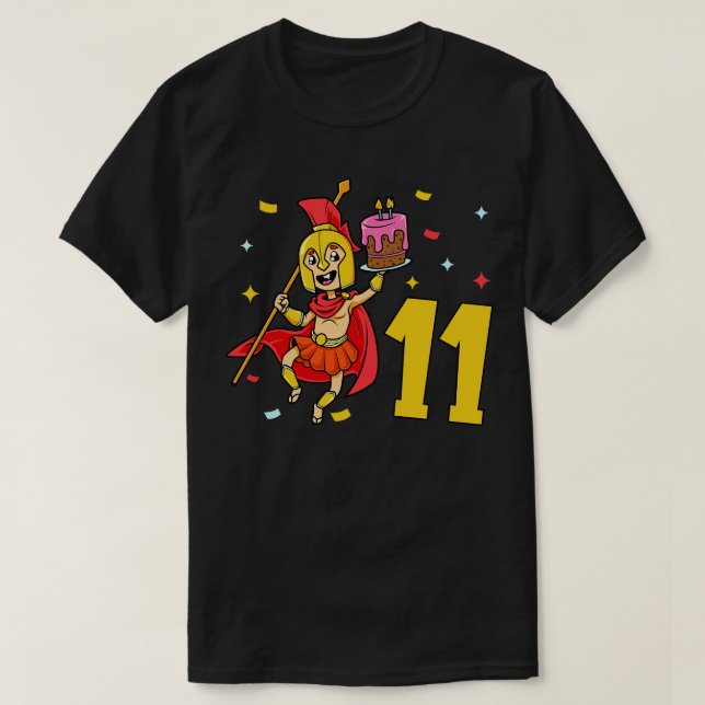 Camiseta Eu tenho 11 anos com aniversário de criança de esp (Frente do Design)