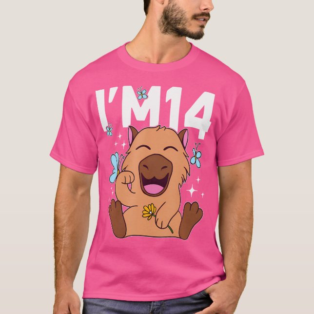 Camiseta Eu Tenho 14 Dias, Capybara 14 Birthday Capybara (Frente)