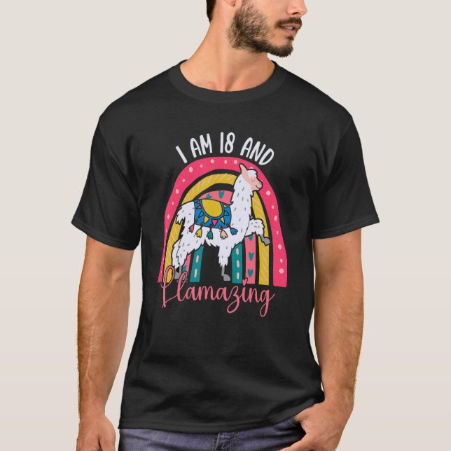 Camiseta Eu Tenho 18 Anos E Llaming Alpaca Llama 18º (Frente)