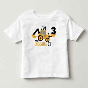 Camiseta Eu tenho 3 anos e cavando o garoto de aniversário
