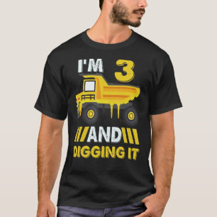 Camiseta Eu tenho 3 anos e escavo 3 anos, rapazes aniversár