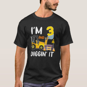 Camiseta Eu tenho 3 anos e escavo-lo, Escavador de Construç