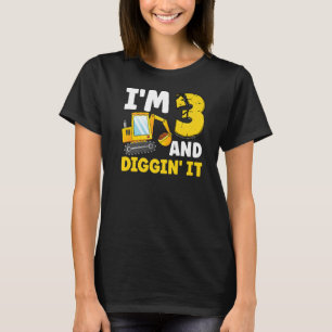 Camiseta Eu tenho 3 anos e escavo-o, aniversário de 3 anos