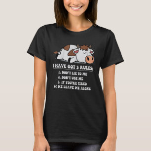 Camiseta Eu Tenho 3 Regras Não Me Minto Fazenda Vaca Moo