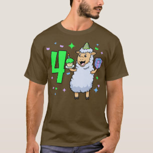 Camiseta Eu tenho 4 anos com uma menina de ovelha de 4 anos