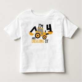 Camiseta Eu tenho 4 anos e descobrisse a construção, garoto