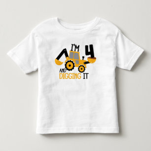 Camiseta Eu tenho 4 anos e descobrisse a construção, garoto