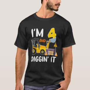 Camiseta Eu tenho 4 anos e escavando-o na Construção Escava