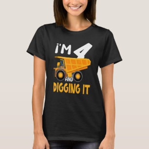 Camiseta Eu tenho 4 anos e escavando-o na Construção Escava