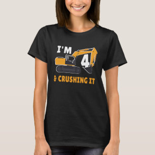 Camiseta Eu tenho 4 anos e o esmago 4° aniversário do escav